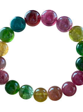 天然老矿碧玺手链单圈送礼物男女