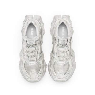 增高网面圆头厚底休闲鞋做旧