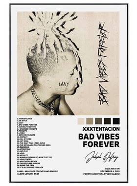 XXXTentacion 海报说唱嘻哈欧美墙贴图装饰挂画专辑封面宿舍寝室