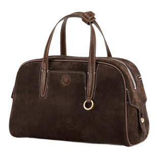 LUMANNIQI文淇同款植鞣牛皮保龄球包波士顿真皮斜挎单肩手提包女