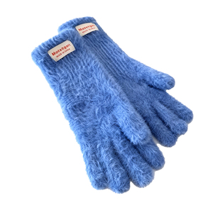 纯色软糯毛绒手套女冬季韩系可触屏加绒加厚女士骑行防寒防风保暖