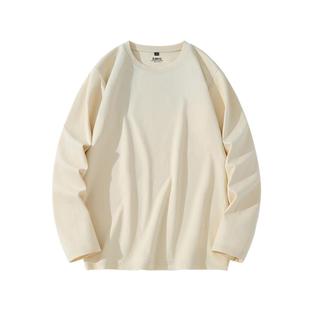 2件班尼路纯棉长袖t恤男春季纯色圆领上衣青少年重磅宽松打底衫A