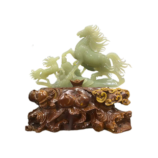 天然玉石马摆件马到功成纯手工雕刻乔迁开业客厅办公室装饰送礼品