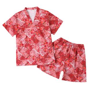 新款汗蒸服女纯棉碎花全棉情侣套装桑拿洗浴服男汤泉足疗按摩浴衣