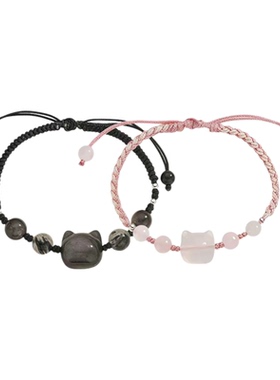 【925纯银】猫咪情侣手链一对