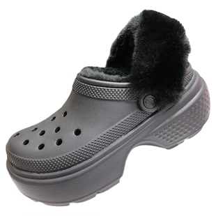 crocs洞洞鞋卡骆驰女鞋雪屋暖棉厚底加绒保暖外穿棉靴拖鞋208546