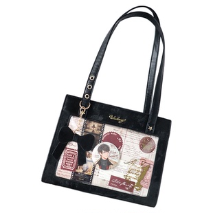 呜咚小铺原创日常百搭透明吧唧二次元国风斜挎痛包女【奶油春樱】