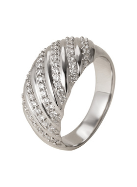 素图麻花镶嵌戒指925银小众个性百搭时尚宽戒爆闪轻奢高级指环女