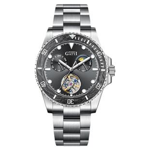 德国布加迪手表全自动机械表新款男士腕表时尚防水时尚潜水精钢款