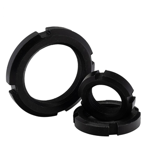 国标圆螺母锁紧螺帽并帽 GB812止退螺母开槽螺母圆形螺母元螺母