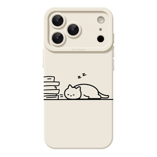 加班猫咪iPhone17promax苹果18pro小米15华为mate70创意pura90简约防摔iqoo13适用oppofindx8s一加情侣手机壳