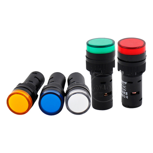 开孔16MM电源指示灯AD16-16C LED信号灯12V24V220V380V红黄绿蓝白