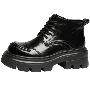 厚底马丁靴男款2025新款英伦风潮流百搭真皮靴子中低帮短靴男皮靴