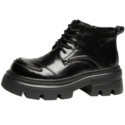 厚底马丁靴男款2026新款英伦风潮流百搭真皮靴子中低帮短靴男皮靴