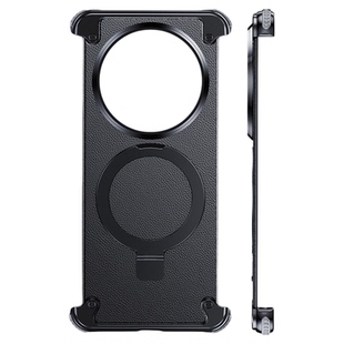 派凡一粒壳适用华为mate60手机壳pro+真皮无边框金属半包Por加新款带支架保护套mete系列外壳磁吸防摔外散热