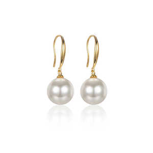 天然淡水珍珠18K金耳钩正圆大白强光经典百搭珍珠耳环气质女耳坠