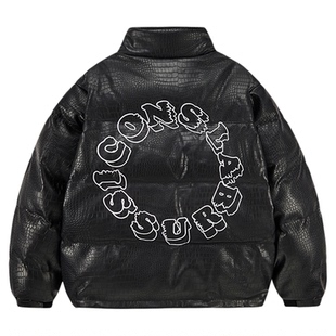 【曾涵江同款】iconslab 鳄鱼纹环状仿皮棉服宽松情侣加厚外套潮