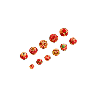 保色18K景泰蓝烧蓝珐琅彩红色圆珠隔珠diy花球手链手串红饰品配件