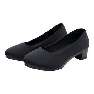 工作鞋女久站不累脚软底浅口黑色工装鞋女布鞋上班穿职业通勤女鞋