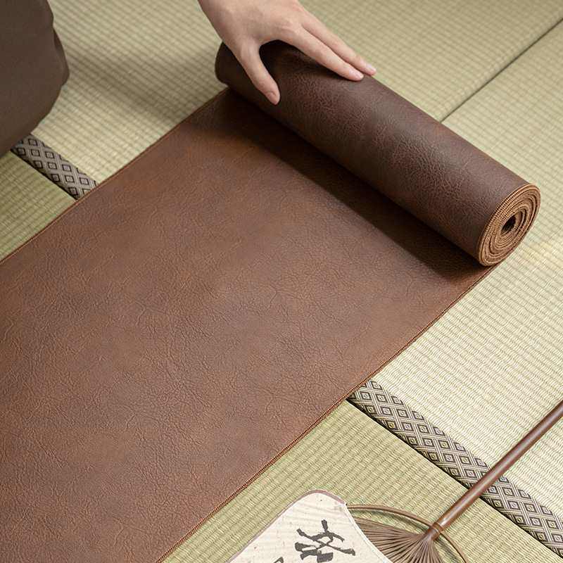 新款皮革茶席防水桌旗桌布轻中式旗茶茶禅意茶桌中式茶新奢垫布台
