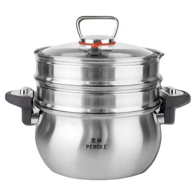 烹科不锈钢微压炖锅7L蒸煮一体锅