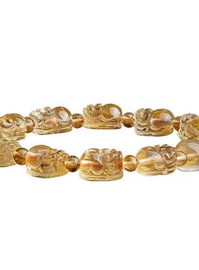 天然黄水晶貔貅手链佛珠文玩