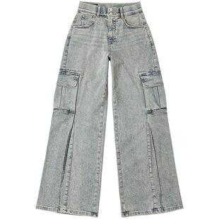 【张凌赫代言】Lee商场同款25新428懒懒裤高腰直脚阔腿女牛仔裤潮