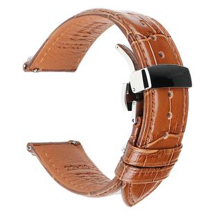 迈刻时真皮表带男蝴蝶扣适用天梭力洛克美度西铁城浪琴配件手表带