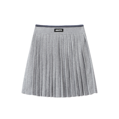 ANDREA MARTIN2026春季新款灰色可爱甜美女休闲针织百褶短裙