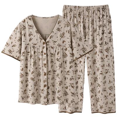 睡衣女夏莫代尔短袖七分裤家居服