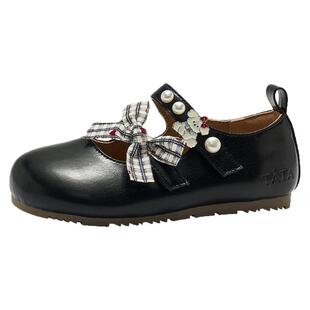 TATA他她女童小皮鞋儿童玛丽珍鞋春季新款透气软底黑色单鞋公主鞋