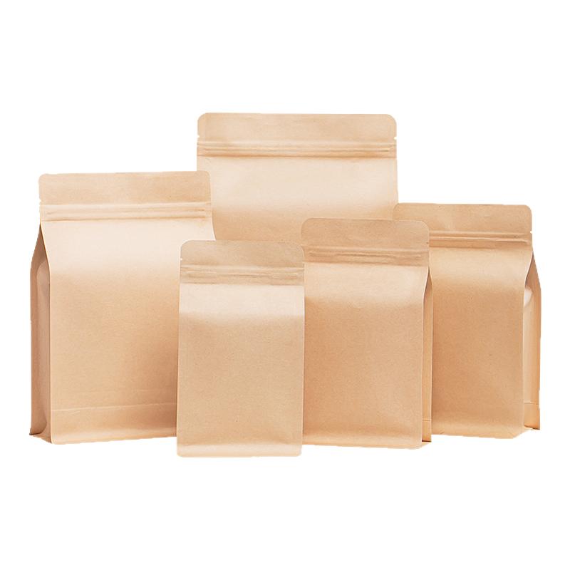 八边封自立袋茶叶包装铝箔袋食品牛皮纸自封袋防潮散茶密封袋子