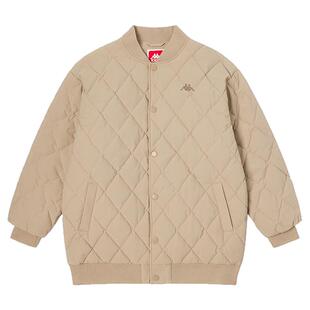 Kappa卡帕学院风羽绒服新款女中长款绗缝羽绒服夹克防寒外套