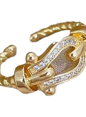 马蹄扣戒指女轻奢小众设计感