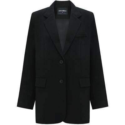 微廓形黑色通勤休闲西装