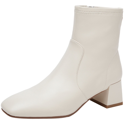 百田森2025冬新款短靴女士小跟靴