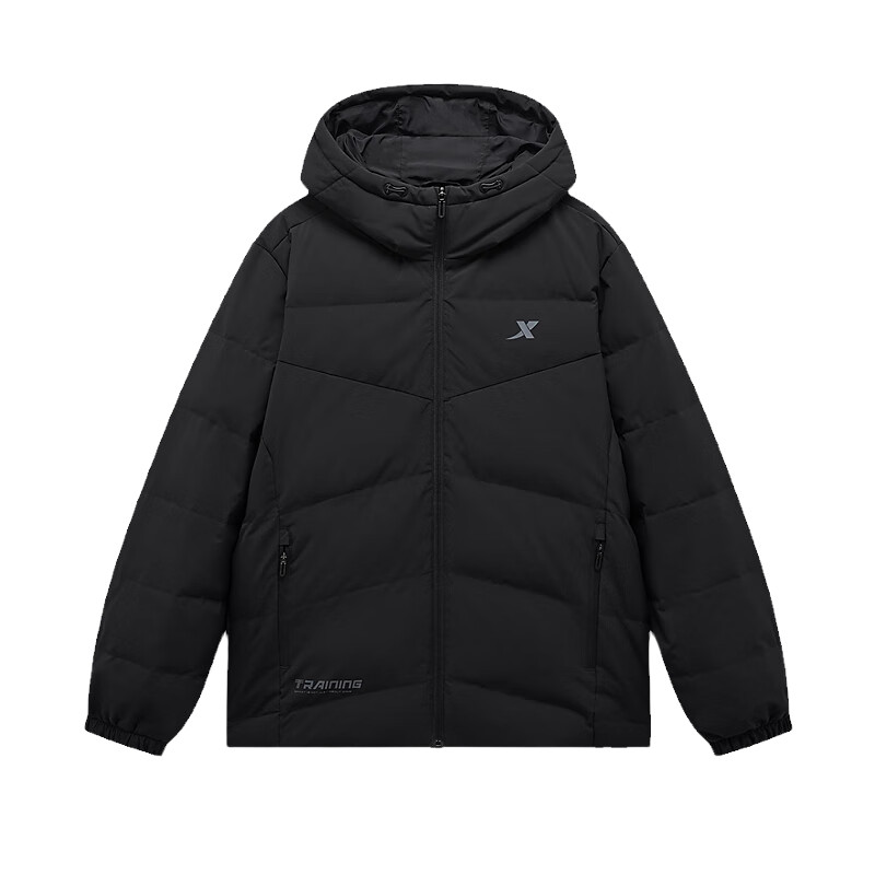 特步羽绒服男2025冬季同款正品保暖连帽休闲运动防风上衣鸭绒外套