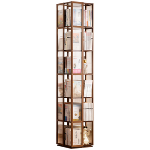 旋转书架落地置物架书柜子家用儿童客厅简易靠墙展示柜实木杂物柜