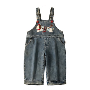 BB春季新款女童裤子儿童背带裤可爱中小童牛仔长裤A类舒适80-140