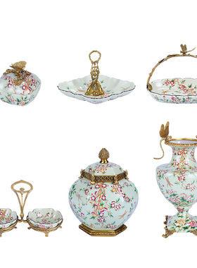 美饰无疆陶瓷配铜装饰桌面摆件