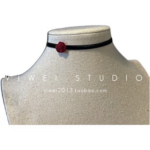 「优雅玫瑰」温婉choker 法式复古气质小众百搭极简丝绒带项圈女