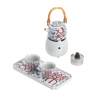 苏氏陶瓷(SUSHI CERAMICS)平安喜乐青花温茶套装功夫茶具套组