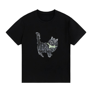 a02纯棉圆领宽松短袖T恤女2026新款爆款夏季气质上衣设计感半袖