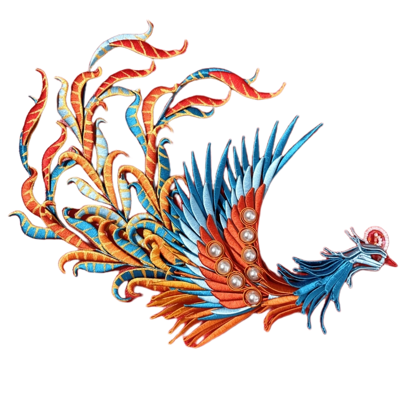 岚尚宫丝绒线缠花diy敦煌山海经凤凰材料包古风汉服配饰团扇装饰