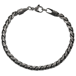 GRGR  复古做旧钛钢麻花手链男嘻哈欧美流行简约百搭编织手饰女潮