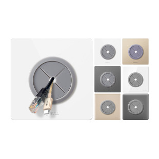 公牛空白面板开关插座86遮丑装饰白板带出线孔电视网络穿线孔面板