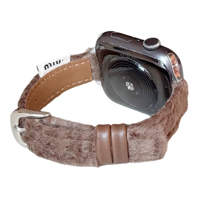 小蛮腰毛绒皮革适用iwatch表带