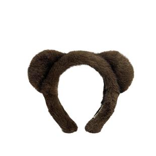L9000/帕丁顿毛绒洗脸发箍女款小熊耳朵可爱发饰棕色毛球发卡防滑