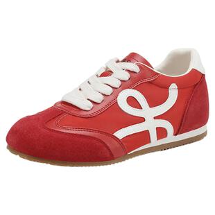 星期六德训鞋女款红色鞋运动鞋阿甘鞋百搭运动鞋女鞋子厚底休闲鞋