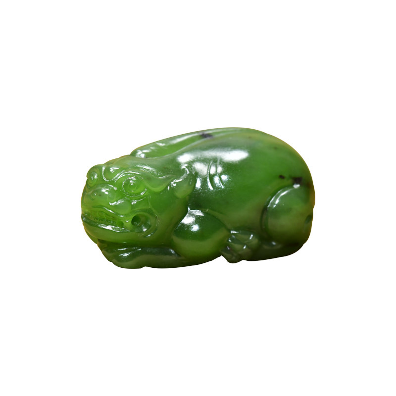 和田玉碧玉菠菜绿貔貅玛纳斯籽料